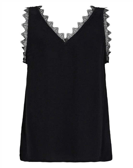 Perin CC Lace Singlet Top - Black